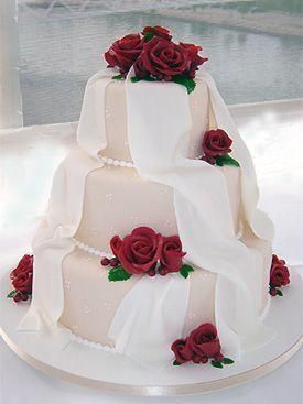 Свадебный торт "Рубиновая роза" 2