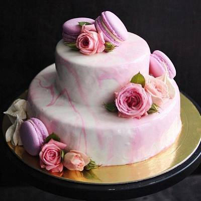 Свадебный торт  "Розовый мрамор" 1