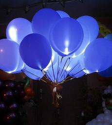 Светящийся синий шар - латекс 12"